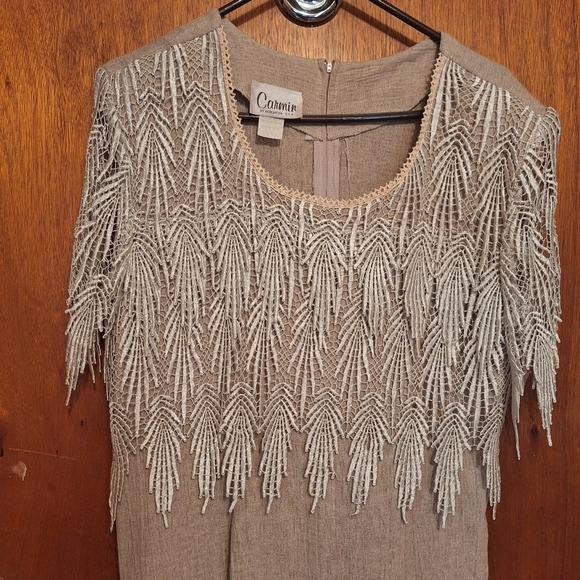 Stunning Vintage CARMIN ACQUARIUM USA MIDI length Dress Embroidery FLAPPER MED - Picture 6 of 8